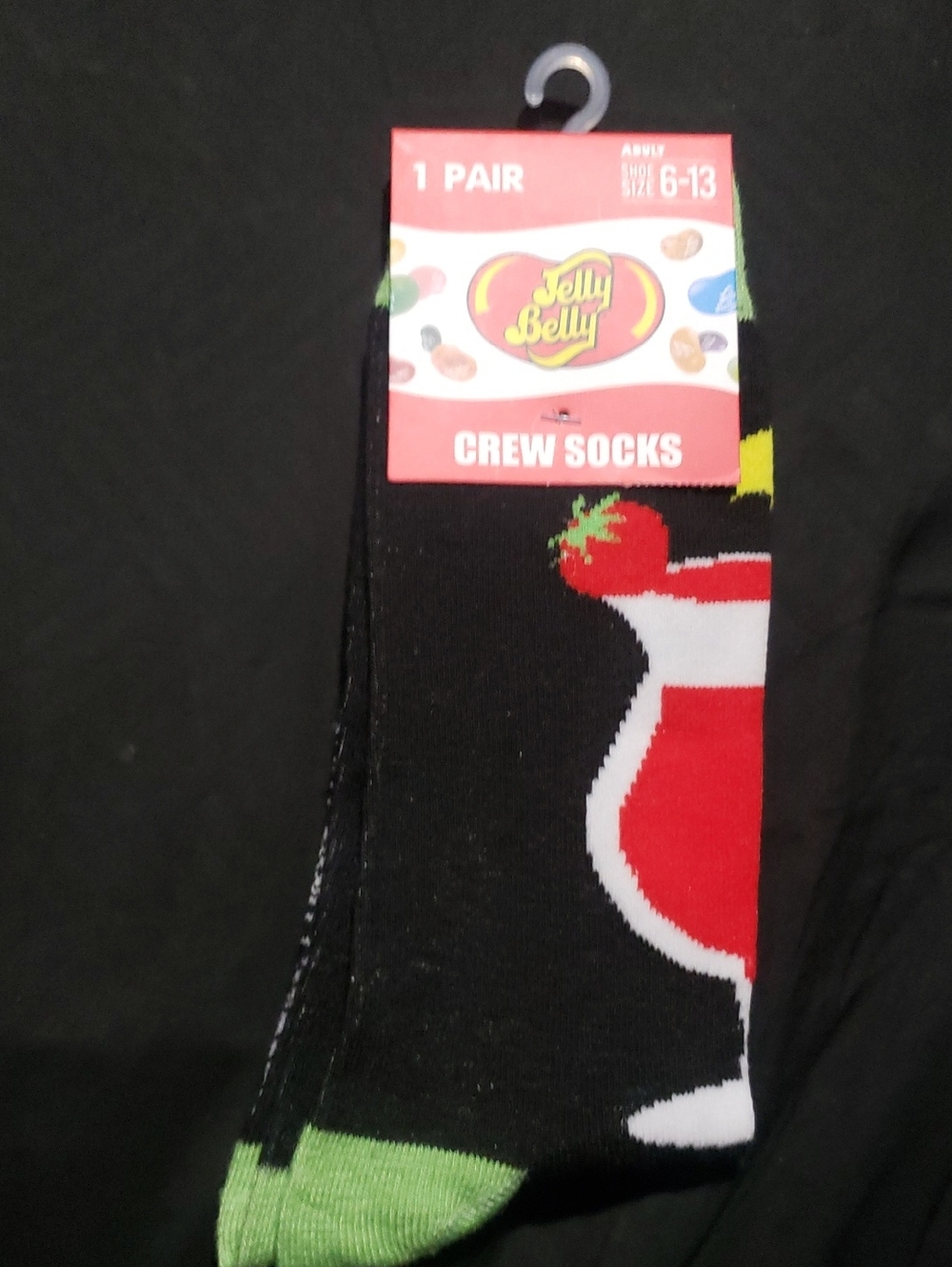 🤯3/$12 Jelly Belly Cocktail Classics Crew Socks Size 6-13 New Unisex